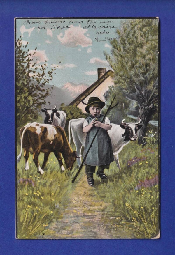 ENFANT - Jeune vacher - Vaches