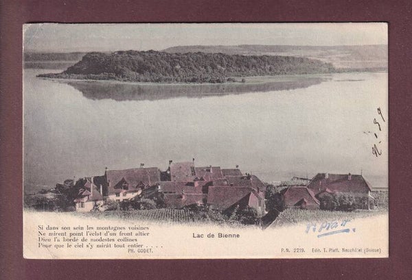 LAC DE BIENNE - Poème - 1904 // plis d'angle //