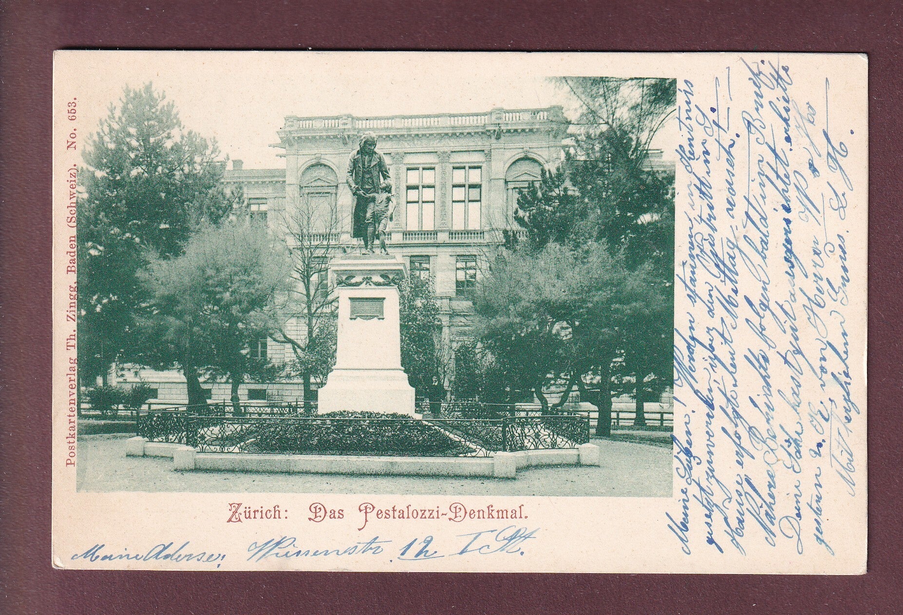 ZÜRICH - Pestalozzi-Denkmal - 1900