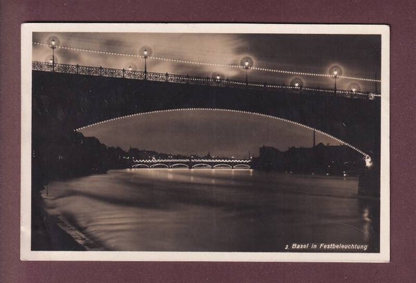BASEL in Festbeleuchtung - 1928 // Eckbug //