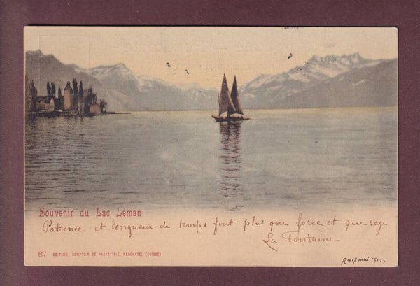 Souvenir du LAC LEMAN - Barque - 1901 CPN