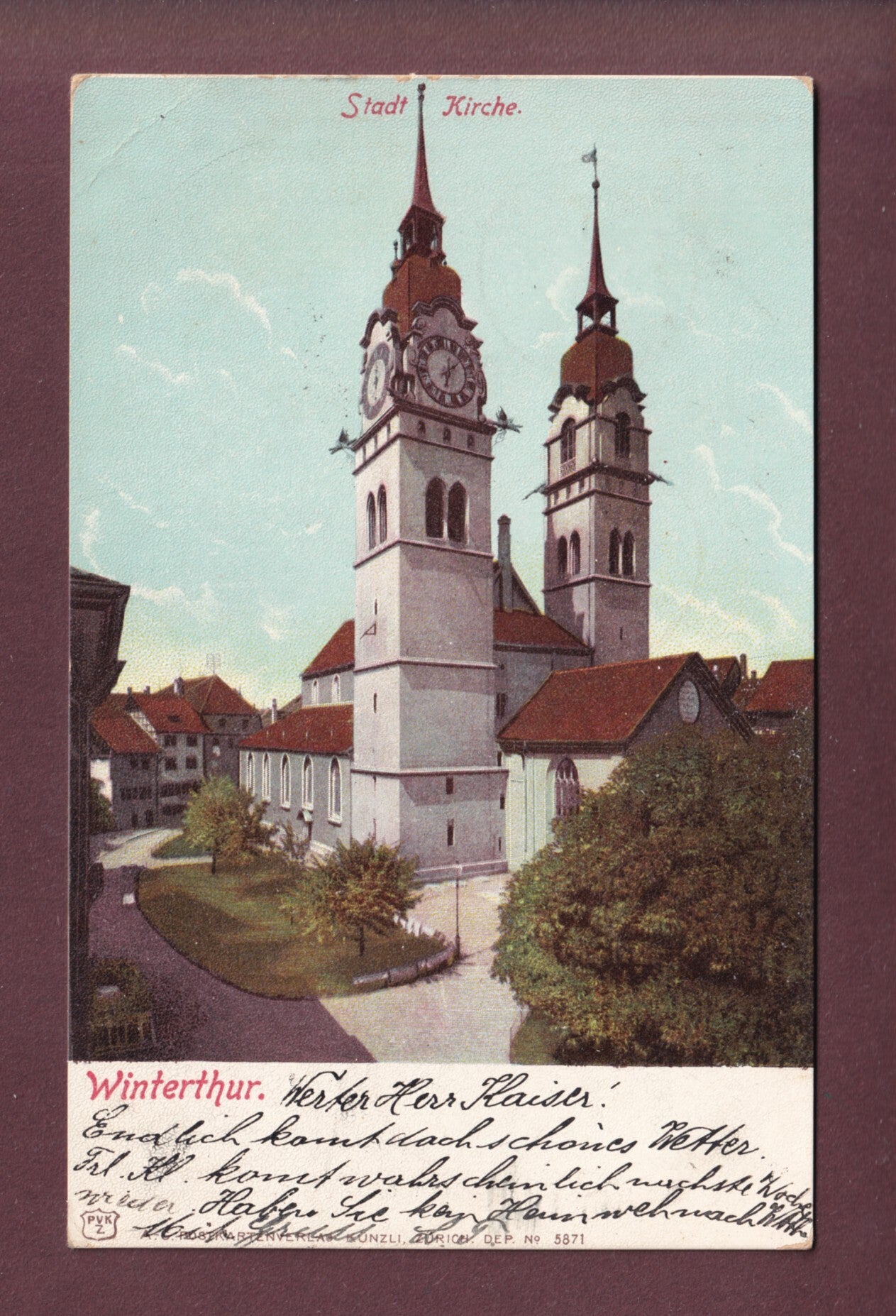 WINTERTHUR - Stadt Kirche - 1901 // Eckbug //