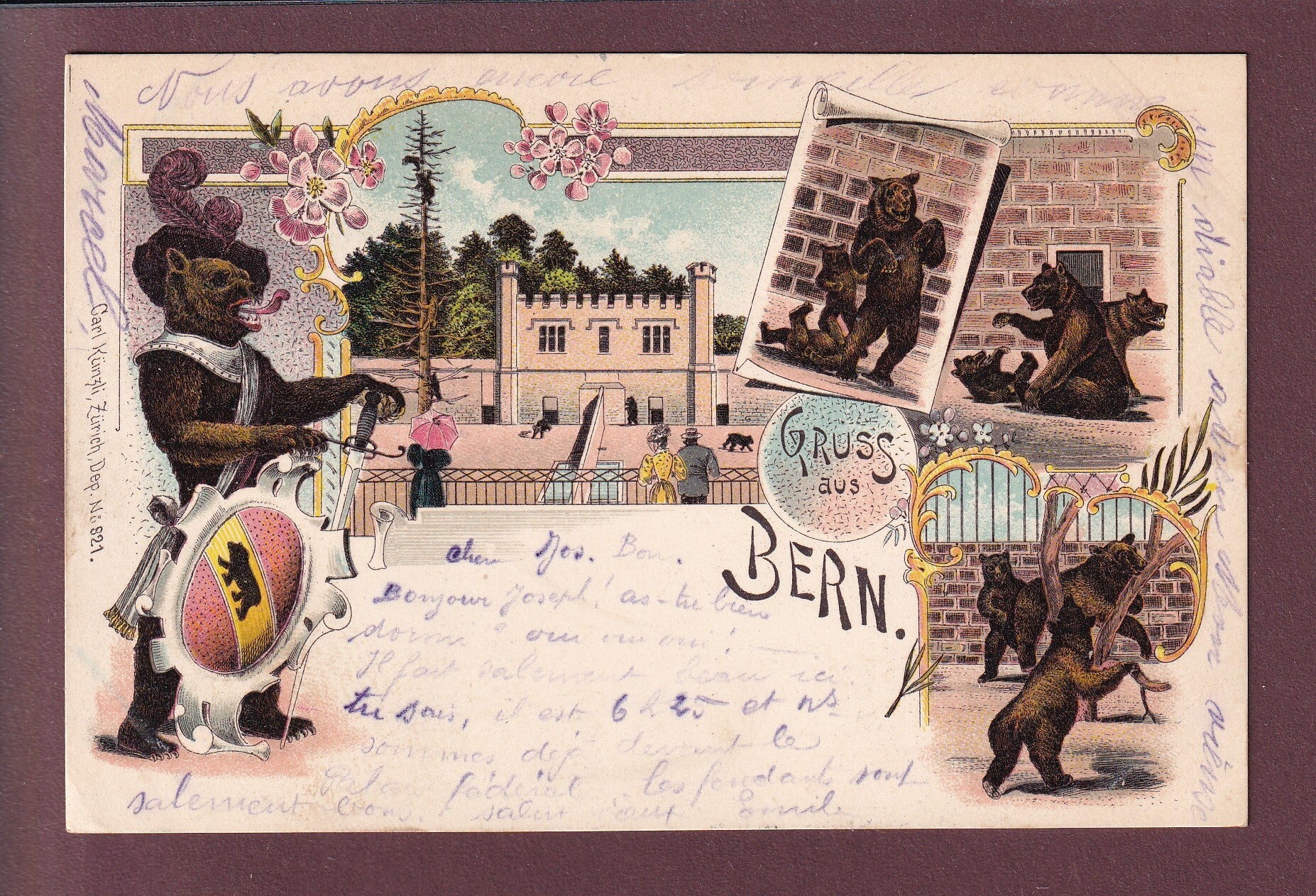 Gruss aus BERN - Bärengraben - 1898 Litho Künzli