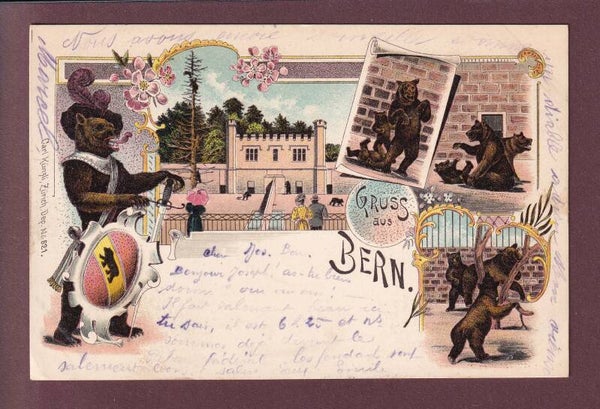 Gruss aus BERN - Bärengraben - 1898 Litho Künzli