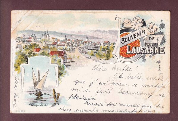 Souvenir de LAUSANNE - 1899 // plis de deux angles //