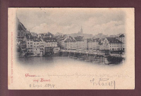 Gruss aus BASEL - Alte Rheinbrücke - 1898
