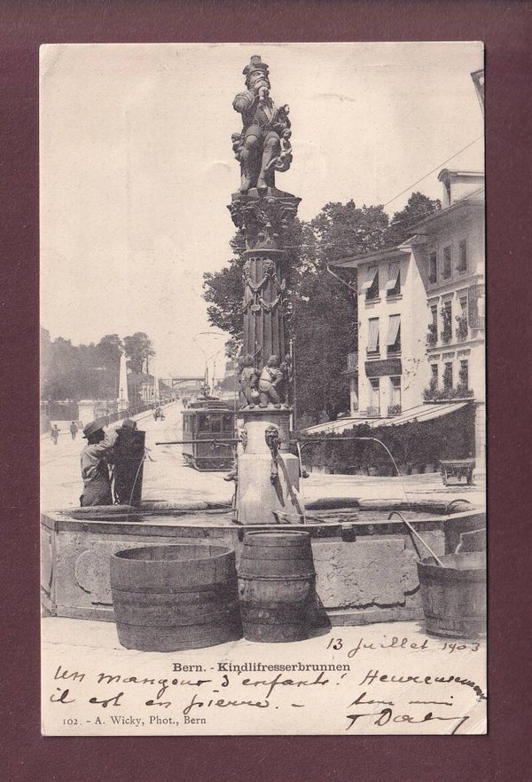 BERN - Kindlifresserbrunnen - Tram - 1903 // Eckbug //