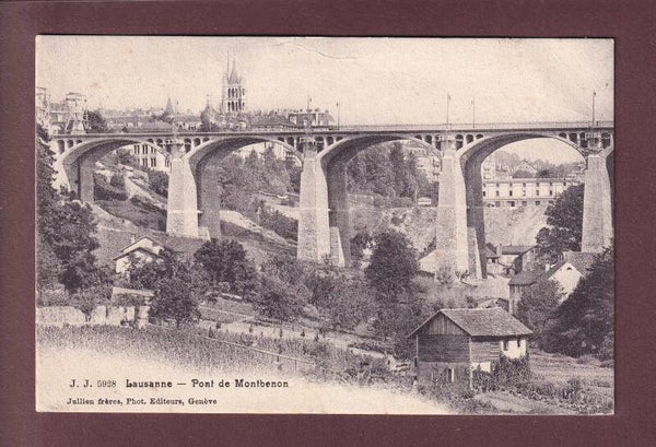 LAUSANNE - Pont de Montbenon - 1906 // pli //