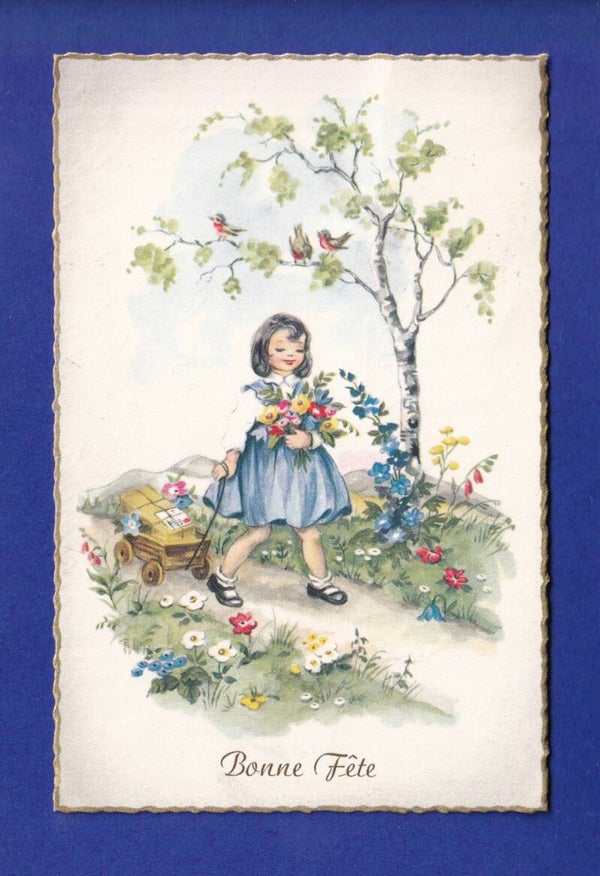 ENFANT - Jeune fille et fleurs - Bonne Fête