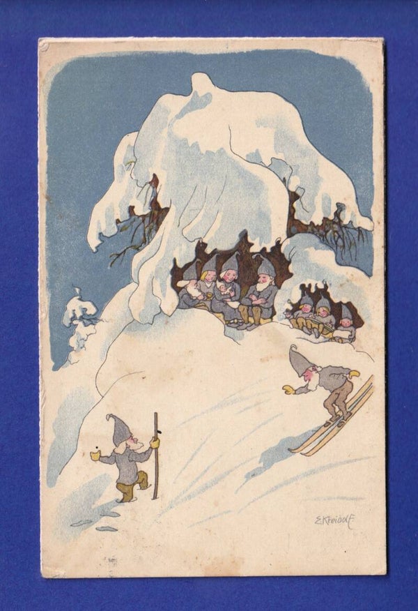 ENFANT - Lutins au sport d'hiver - Pro Juventute E. Kreidolf