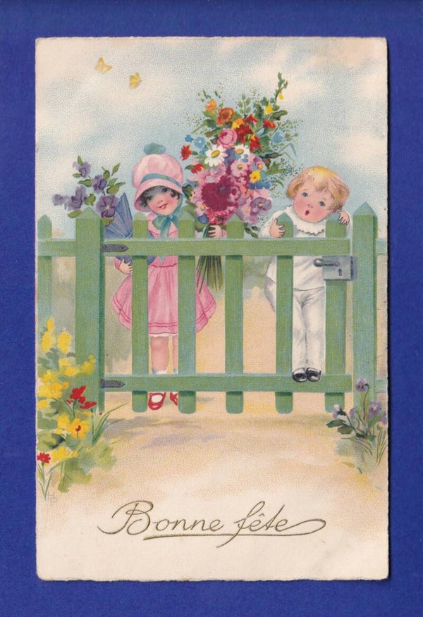 ENFANT - Jeune fille et fleurs - Bonne Fête