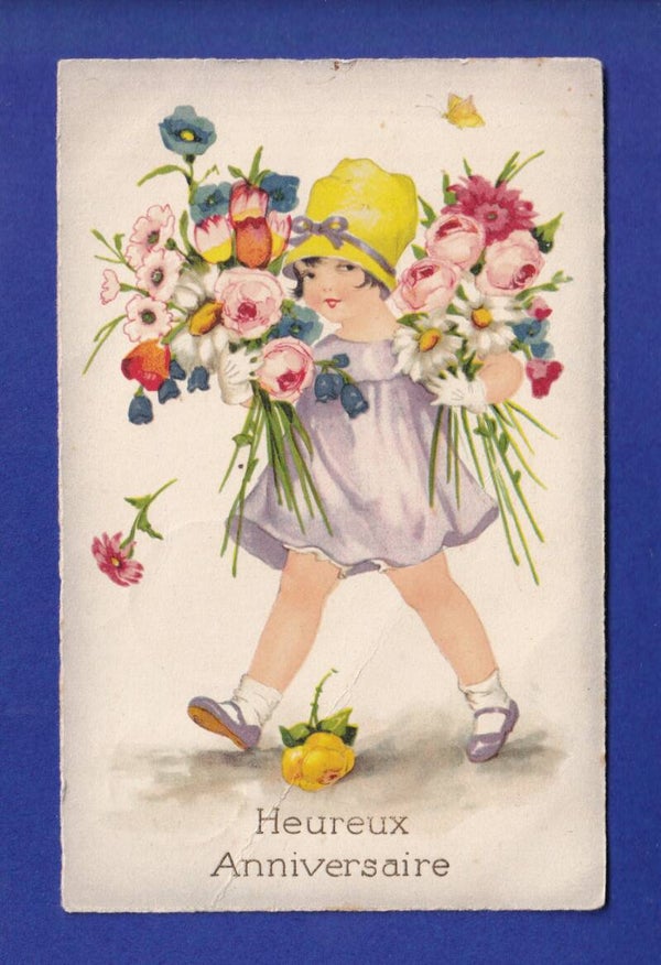 ENFANT - Jeune fille et fleurs - Anniversaire