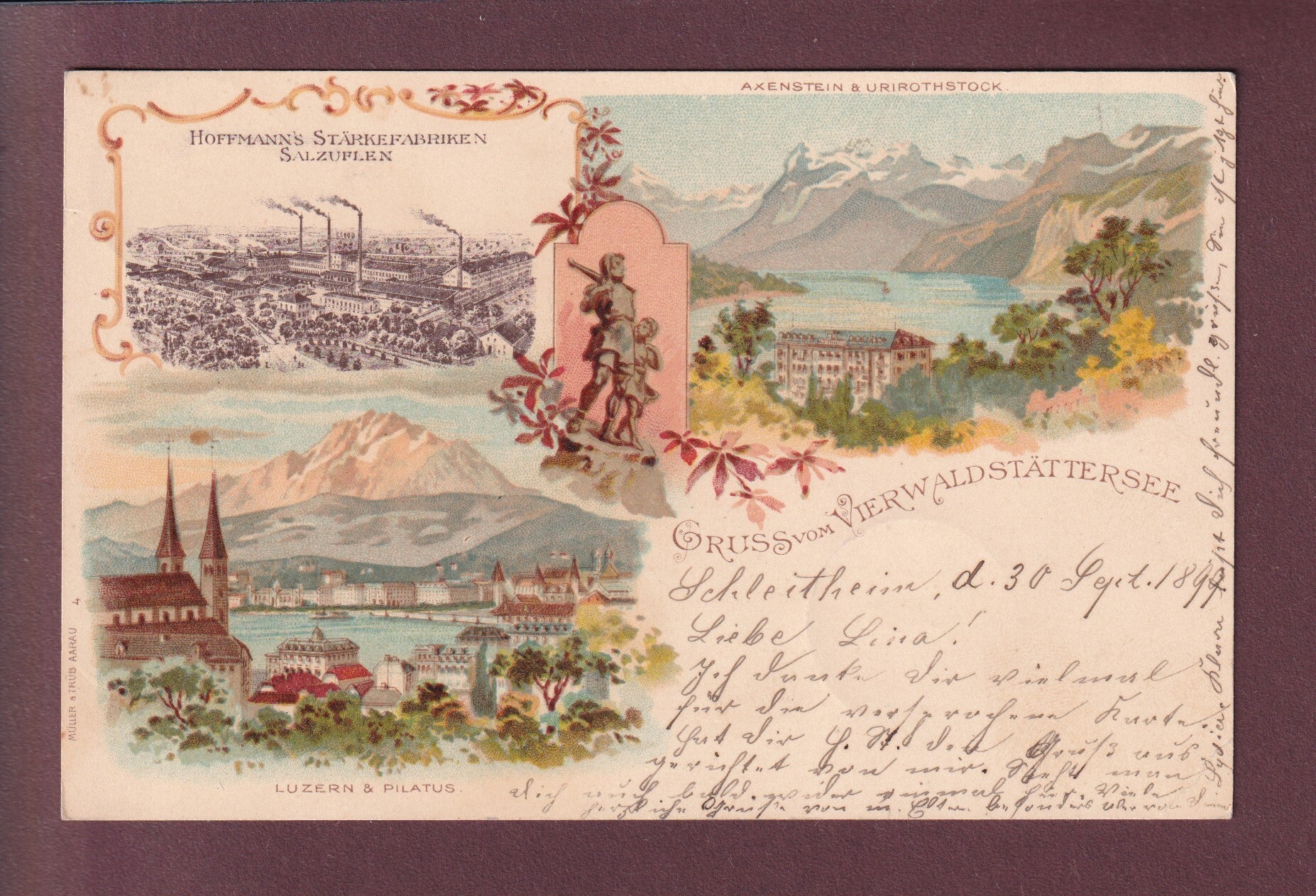 Gruss vom VIERWALDSTÄTTERSEE - Hoffmann's Stärkefabriken Salzufen - 1899
