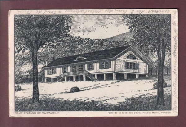 VAUMARCUS - Camp Romand - Salle des cours - 1920 // plis //