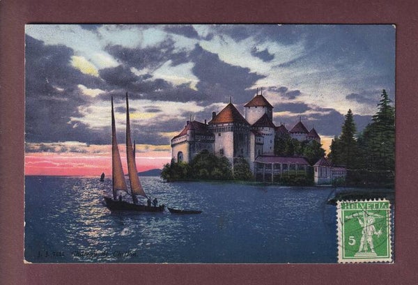 Château de CHILLON avec Barque - 1915 // pli marqué //