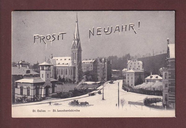 ST. GALLEN  - St. Leonhardskirche Neujahr 1906 // Falte //