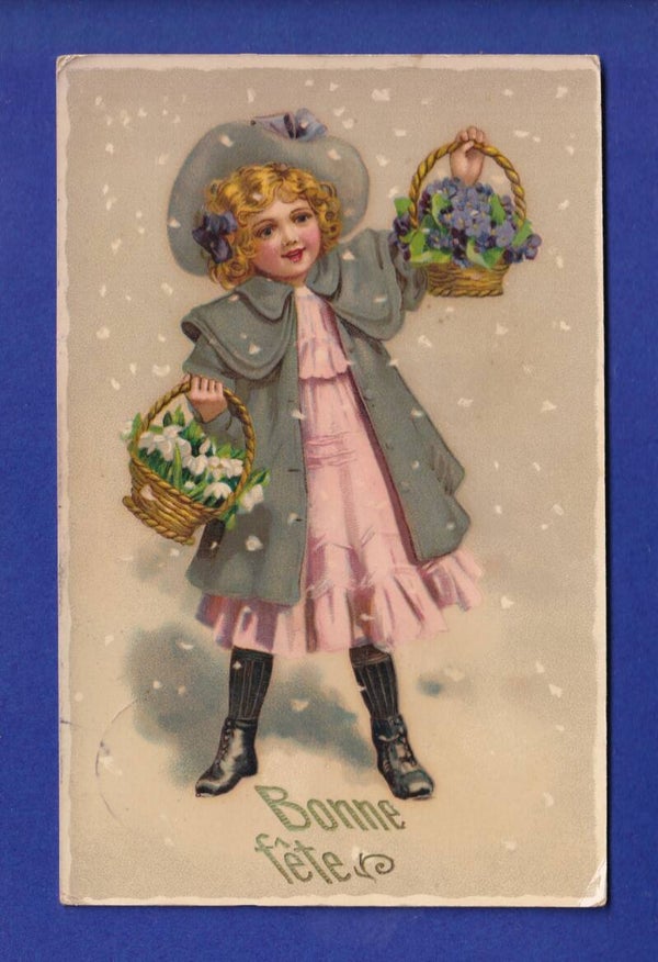 ENFANT - Jeune fille et fleurs - Bonne Fête
