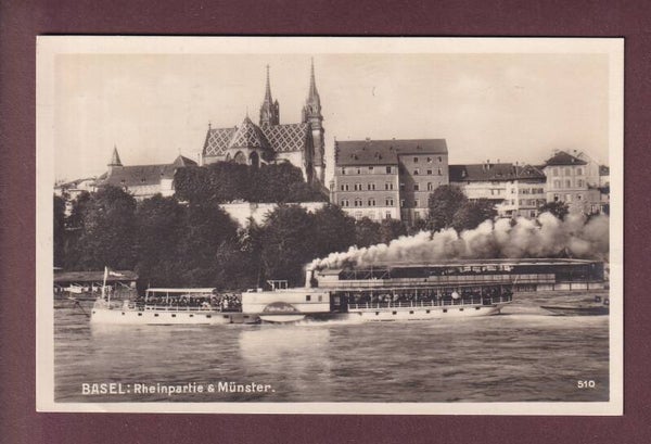 BASEL - Rheinpartie mit Dampfer - 1926