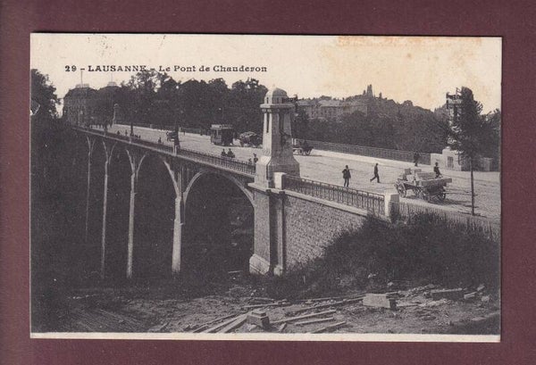 LAUSANNE - Pont Chauderon - Tram - Attelage - 1912