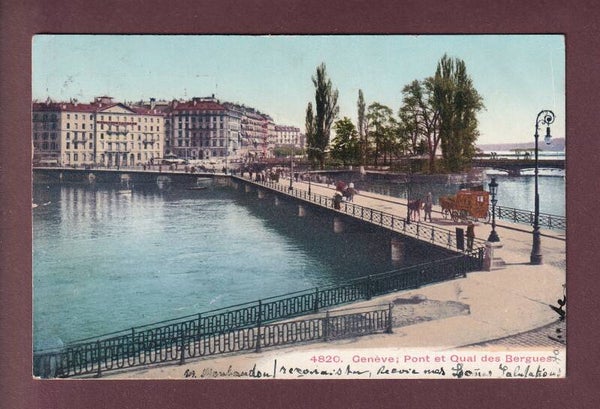 GENEVE - Pont et Quai des Bergues - 1922 // pli //