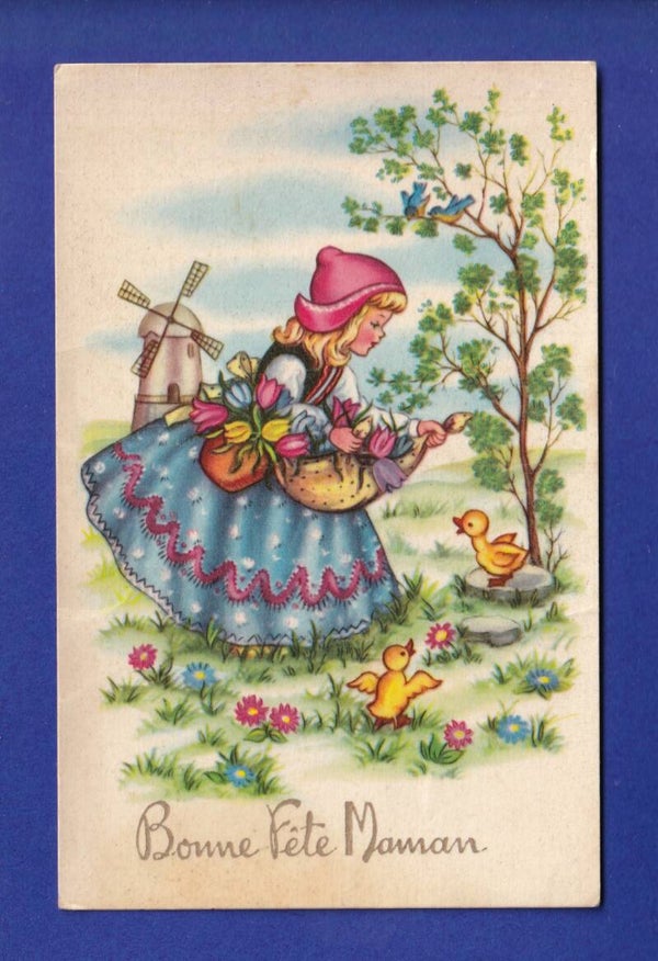 ENFANT - Jeune fille et fleurs - Fête Maman