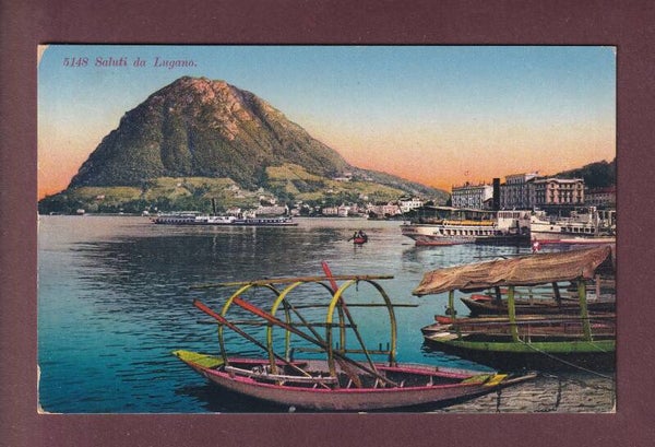 Saluti da LUGANO - Barca - Nave - 1924