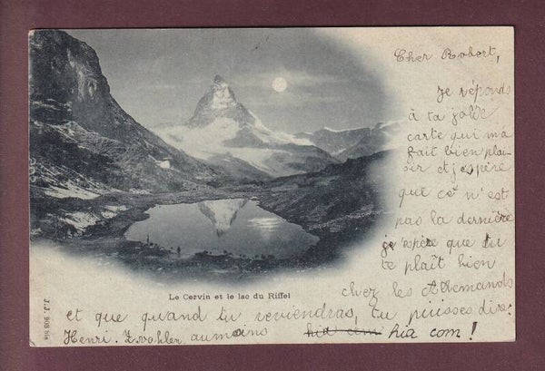Lac du RIFFEL et CERVIN - Clair de lune - 1901