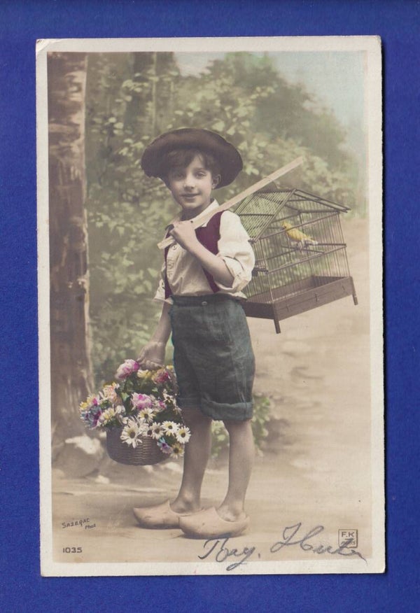 ENFANT - Jeune garçon - Canari et fleurs