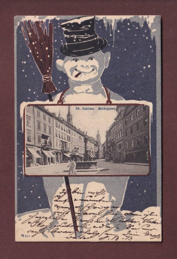 ST. GALLEN - Marktgasse - Schneemann - 1904