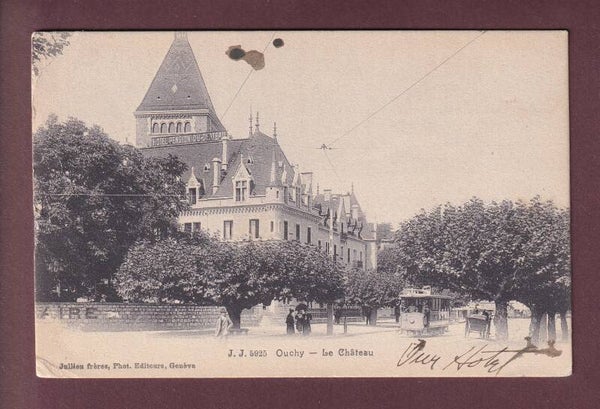 LAUSANNE - Château d'Ouchy - Tram - 1908 // pli d'angle //