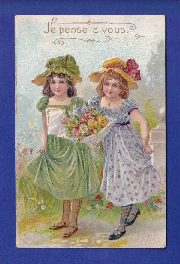 ENFANT - Jeunes filles et fleurs - Je pense à vous