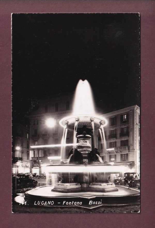 LUGANO di notte - Fontana Bossi - Auto