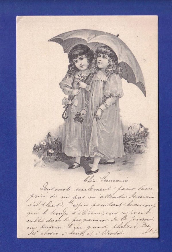 ENFANT - Jeunes filles sous leur parapluie