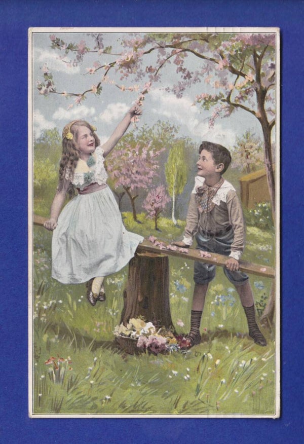 ENFANT - Joli petit couple à la cueuillette des fleurs