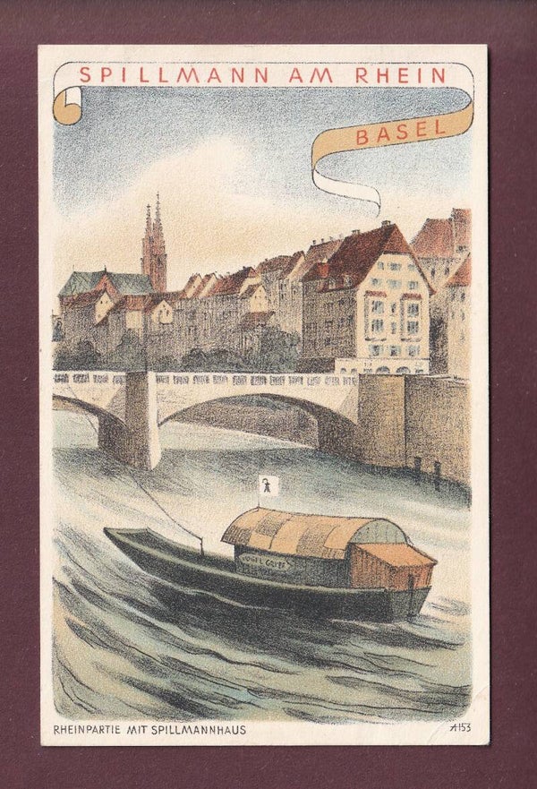 BASEL - Rheinpartie mit Spillmannhaus // Eckbug //