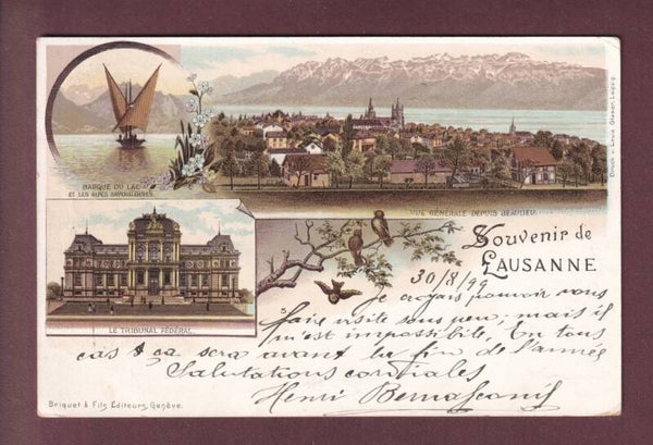 Souvenir de LAUSANNE - 1899 - Litho Briquet