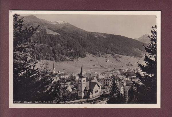 DAVOS - Kirche von der Waldpromenade - 1934