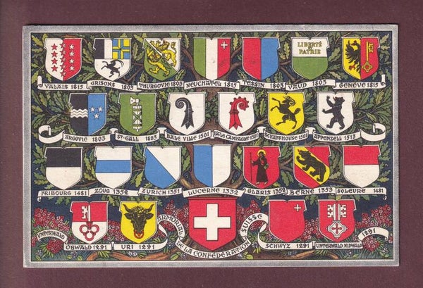 LA SUISSE et ses cantons - 1951 taxée // pli d'angle //