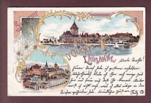 Souvenir D'OUCHY-LAUSANNE - 1901 Litho
