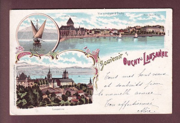Souvenir D'OUCHY-LAUSANNE - 1899 Litho Guggenheim