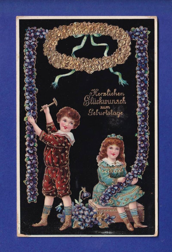 ENFANT / KIND - Petit couple et fleurs - Geburtstag