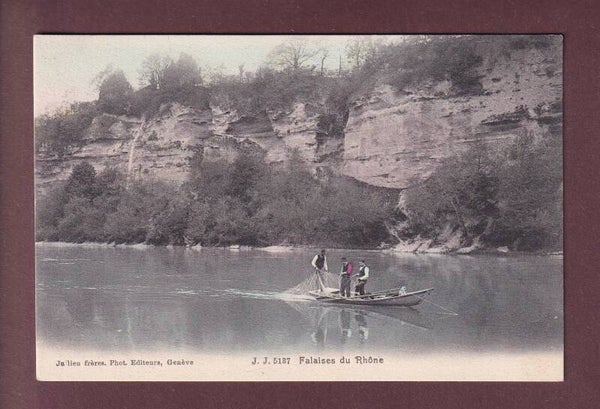 GENEVE - Falaises du Rhône - Pêcheurs