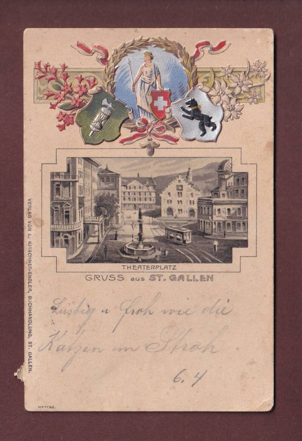 ST. GALLEN - Theaterplatz - 1900 UPU Präge