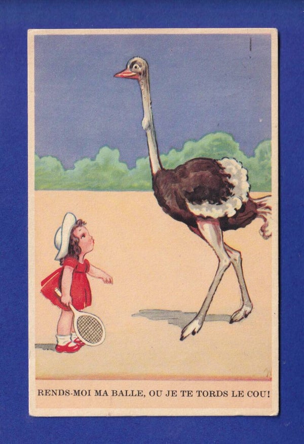 ENFANT - Jeune fille et autruche