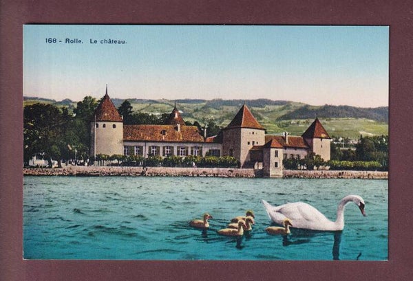 ROLLE - Château depuis le lac - Cygnes