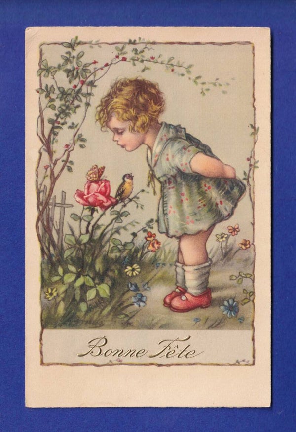 ENFANT - Jeune fille et fleurs - Papillon