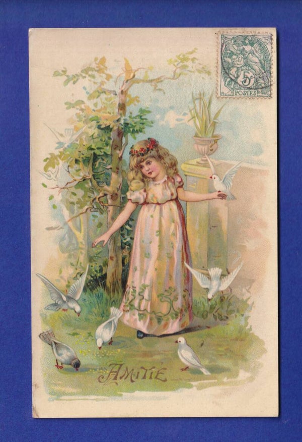 ENFANT - Jeune fille et colombes - Amitié
