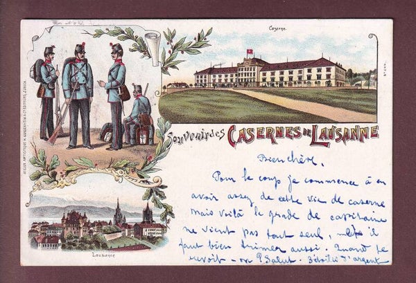 Souvenir des CASERNES DE LAUSANNE - 1897 Litho Guggenheim