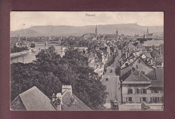 BASEL - Restaurant Elsässer-Hof - Tram - 1908 versteuert