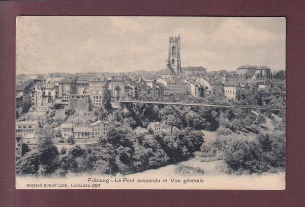 FRIBOURG - Pont Suspendu - 1908
